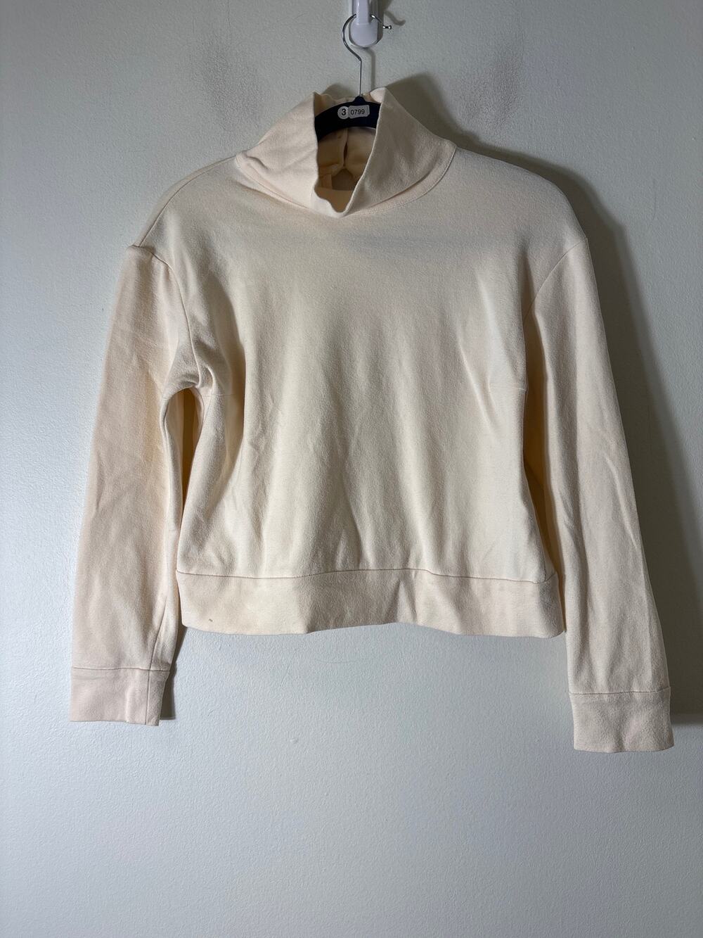 Buru Cream Mock Neck Long Sleeve Crop Top Sz S